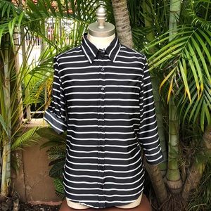 FUN & FLIRT button-down black white stripped shirt
